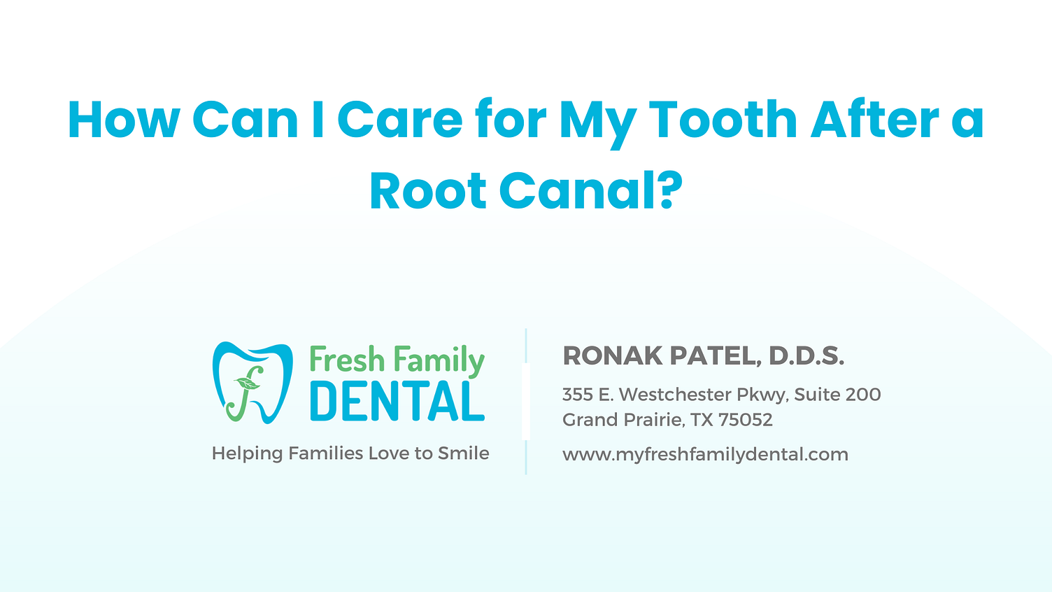 How can I care for my tooth after a root canal? by Fresh Family Dental on Dribbble