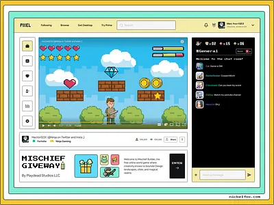 Pixel Gaming Dashboard Design brutal design chat clean concept gaming gaming dashboard illustration minimal neon pixel art stream streaming dashboard twitch ui ux vibrant
