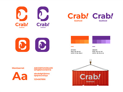 Crab Seafood Logo animal art brand brand design branding cafe company crab design food graphic graphic design icon illustration logo mascot restaurant seafood symbol vector