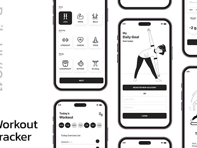 Workout Tracker App 3d animation app branding design graphic design illustration logo motion graphics typography ui ux vector workout workout tracker app