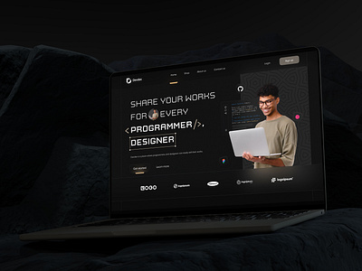 Devdex- place for programmers code community dark mode design designer digital fields freelancer github hero home page landing page marketplace minimal mockups presentation programmer social media ui web design website