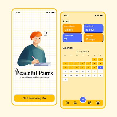 Personal Journaling app design diary journal journaling ui ux