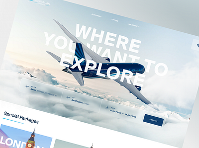 Landing Page for AIRLINES COMPANY Business 3D Web design UX UI air airlines airplane design landing page parallax redesign ui uxui web design website