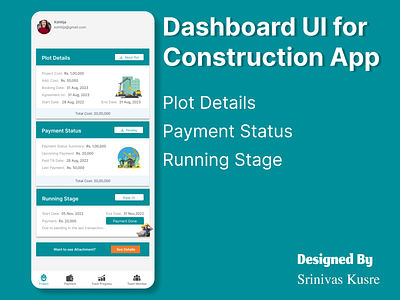 Dashboard UI for Construction Application