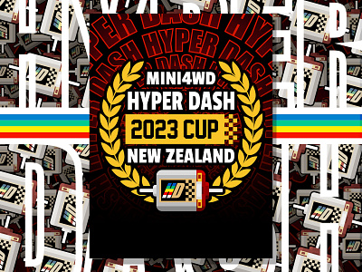 Mini 4WD Hyper Dash 2023 Cup NZ Poster design fun glitter graphic design holographic illustration poster sticker sticker mule