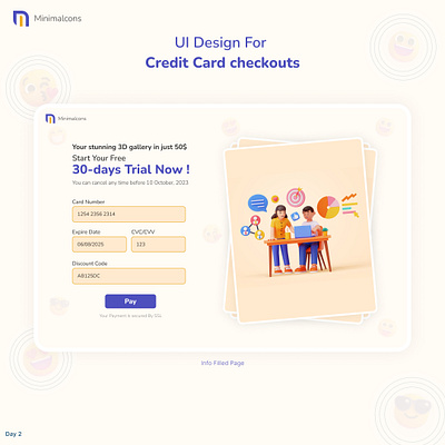 Credit Card Checkout UI Design 3d animation graphic design logo ui