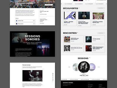 Sessions Sonores - Electronic music website belgium black design electronic event live minimal music odoo play subscribe web design website white