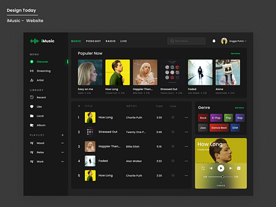 iMusic - Website design live streaming music podcast radio sound ui ui design uiux web website