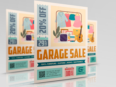 Garage Sales Flyer Template antique market business charity shop design flea flyer food illustration leaflet market poster yard sale