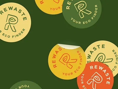 Rewaste color design eco icon logo stickers typography ui ux