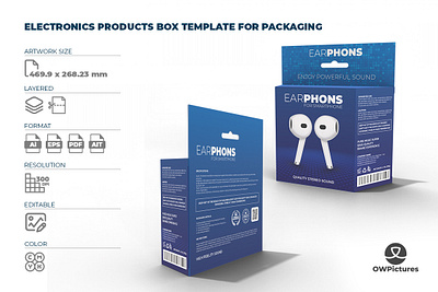 Electronics Products Box Template for Packaging box illustration logo pack packaging packing products tray