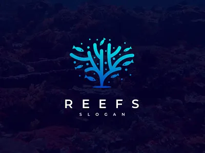 Reef Coral Fish Logo branding design graphic design illustration logo logo design modern snorkeling vector