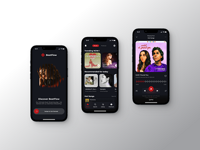 Beat Flow - Streaming Music App android branding darkmode design figma graphic design mobilestreamingapp music streaming streamingapp ui ux website