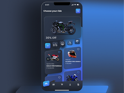 Online Superbike Shopping App Landing Page UI branding graphic design ui