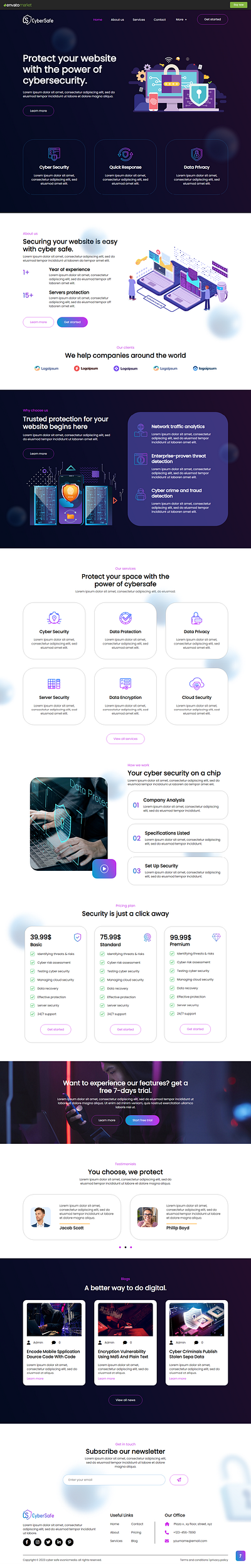 CyberSafe - Cyber Security Service HTML5 Template app branding business cyber security design design idea graphic design html html5 online privacy security solution software security typography ui unique design ux web protection website website design