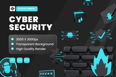 3D illustration of cyber security object 3d 3d rendering cyber cyber security design graphic design icon illustration