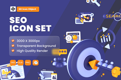 3D illustration of SEO object 3d 3d rendering design graphic design icon illustration search engine optimization seo