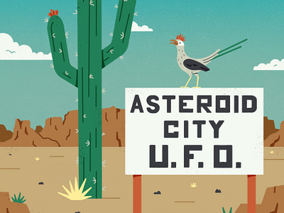 Asteroid City asteroid city cactus desert drawing hot illustration ipad process procreate roadrunner summer ufo wes anderson