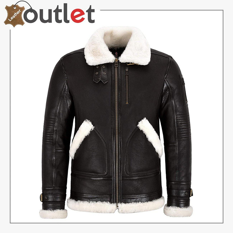 New Sheepskin B3 Leather Bomber Jacket Brown For Men by Leather outlet ...