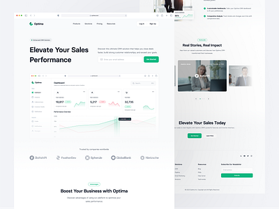 Optima - Landing Page analytic business crm dashboard design design system dipa inhouse finance financial fintech funnel graphic design impression landing page marketing sales analytics ui ux web design website