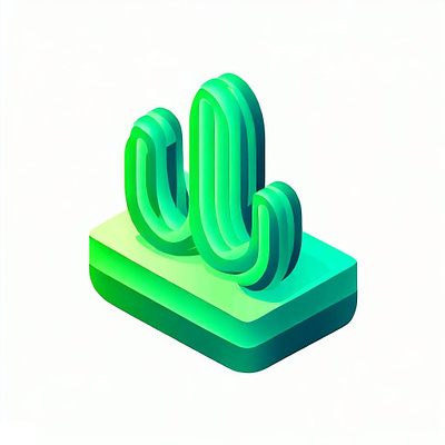 Isometric Cacti 3d cactus green isometric letter w