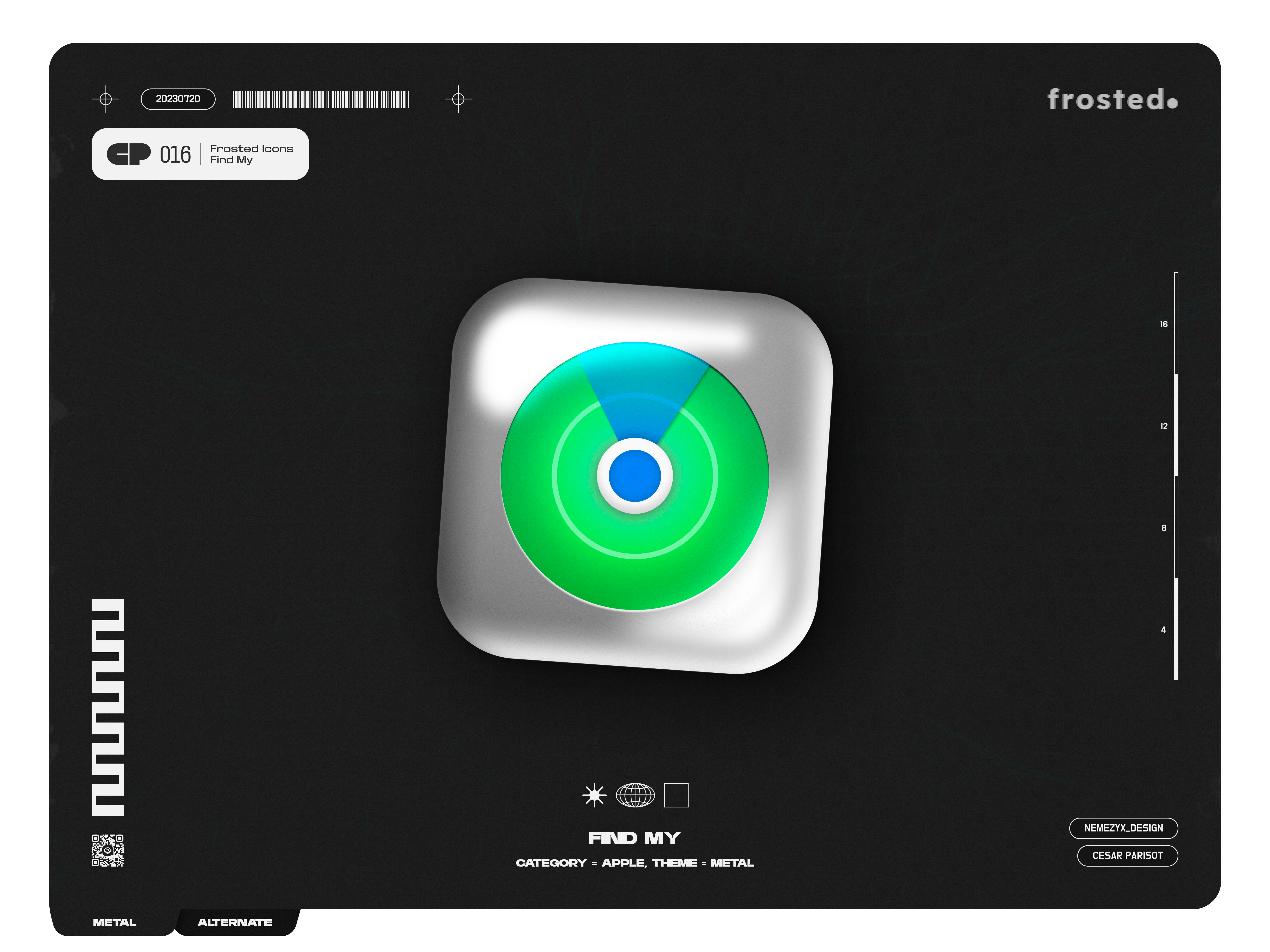 Frosted. Icons - 016 - Find My 3d effect anime capsule corp designeveryday dragonball figma design find my apple frosted glass glass icon glassmorphism icon icon apple icon design icon pack icon set icons app logo manga neumorphism radar