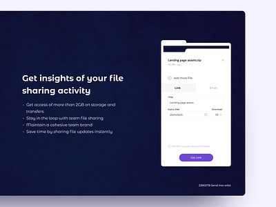 Seamless link Sharing at Your Fingertips cloud data transfer download file manager file processing file sharing file storage hero banner landing page notification product design transfer file ui ui design upload file uxui web design