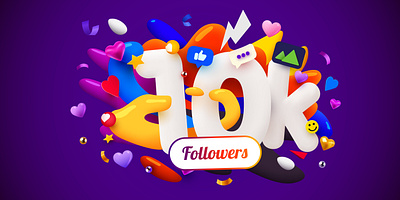 Happy 10k followers 10k animation branding comment design follow follower gerdoo graphic design happy illustration like social media support ui