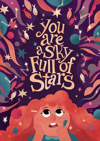 You are a sky full of stars -Coldplay digitalart graphicdesign illustration lettering space typography