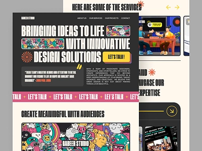 Gabeer Studio - Creative Agency Landing Page agency branding brutalism corporate creative agency design exploration inspiration landing page mobile mobile design modern pink popular product design ui uiux ux web web design