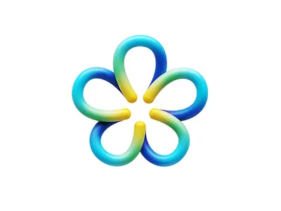 Digital Flower 3D Logo brand identity branding colorful community digital flower for sale unused buy gradient group hub logo mark symbol icon mihai dolganiuc design modern nature peace people star team tech together