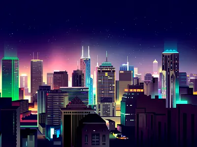 Skyline anime architect architecture buildings city cityscape design film futur home house illustration light n neon retro rooftops scifi skyscrapers tokyo