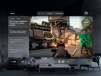 Gaming AR interface ar esports game gaming interface player spatial spatial ui stream streaming tournament training valorant vision