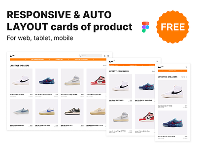 Responsive [Auto Layout] Cards for Figma application autolayout branding dashboard design desktopscreen deviceadaptability e commerce figmacommunity graphic design mobile productdesign productshowcase responsivecards responsivedesign shopping tablet template ui ux