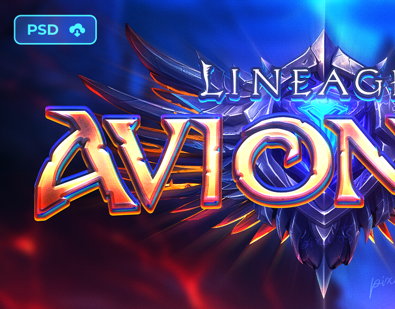 [DOWNL] Fantasy Lineage 2 Game Logo PSD Template - Avioner fantasy game logo l2 lineage2 logo template logo text effect metin2 mmorpg mu online psd logo