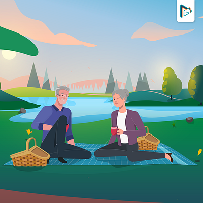 Couple in The Garden animation design flat graphic design illustration vector