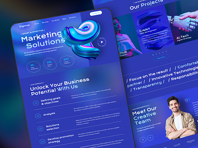 Creative Digital Agency animation business concept creative digital agency main page main page concept marketing seo trendy ui web web design