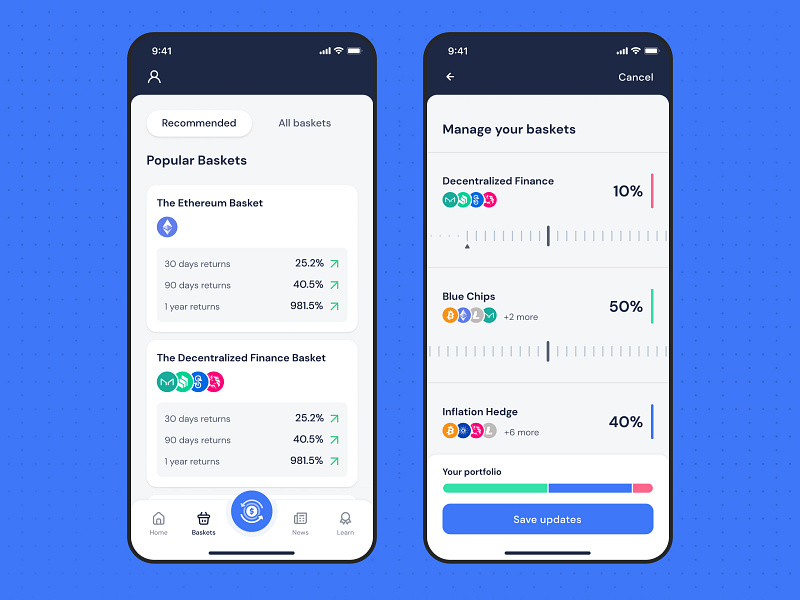 Makara — Crypto Robo-Advisor App app app design balance betterment bitcoin crypto decentralized ethereum fintech interface investment investor makara money recommend robo advisor startup ui user friendly z1