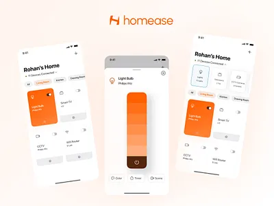Homease - Smart Home Mobile App app branding dailyui design logo minimal ui ux