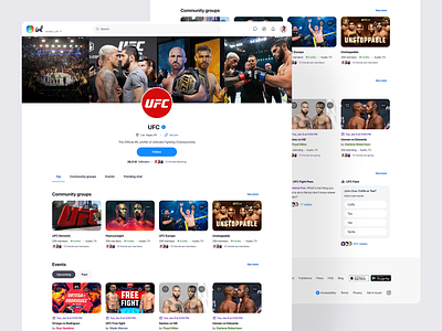 IRL App: UFC's Community Hub clean community desktop hub profile profile page social ufc ui ux web web design webdesign