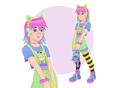 Cartoon style girl 2d colorful girl illustration vector