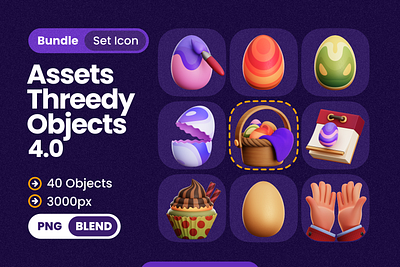 EATER EGG DAY OBJECT 3D ICONS carrot day easter easter day egg egg day hand icon illustration paint egg