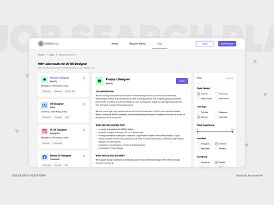 Job Search Platform job search light theme product design typography ui design ux design
