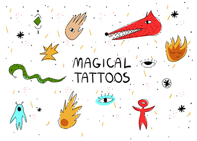 Magical tattoos etnic graphic design handdrawn illustration magical sticker tattoo