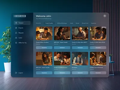 Concept Spatial UI - HDFC Bank bank banking design futuristic glassmorphism modern ui spatial spatial ui ui user interface ux web