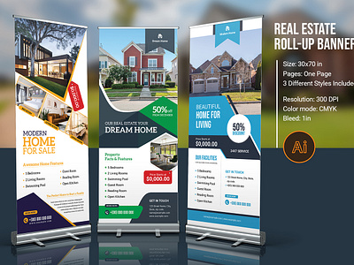Real Estate Roll Up Template advertising illustrator marketing open house real estate rollup relator roll up rollup singage