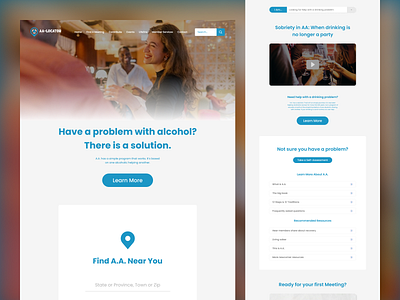 Alcoholics Anonymous Website Design branding daily ui design figma landing landing design landing page landing page ui landing pages landingpage startup trending ui uiux ux web web design webdesign website