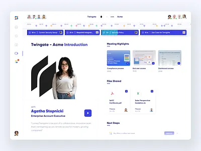 Salesroom - Post Meeting Info clean conference meeting minimal mobile post meeting sales summary timeline videocall web white
