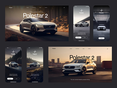 Volvo Polestar 2 - AI Art Direction & UI Design ai car landingpage midjourney polestar 2 product design ui user experience user interface uxui visual design volvo webdesign