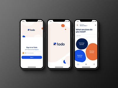 Todo. Cleaning App application branding cleaning composition design logo mobile product design services sign in typography ui